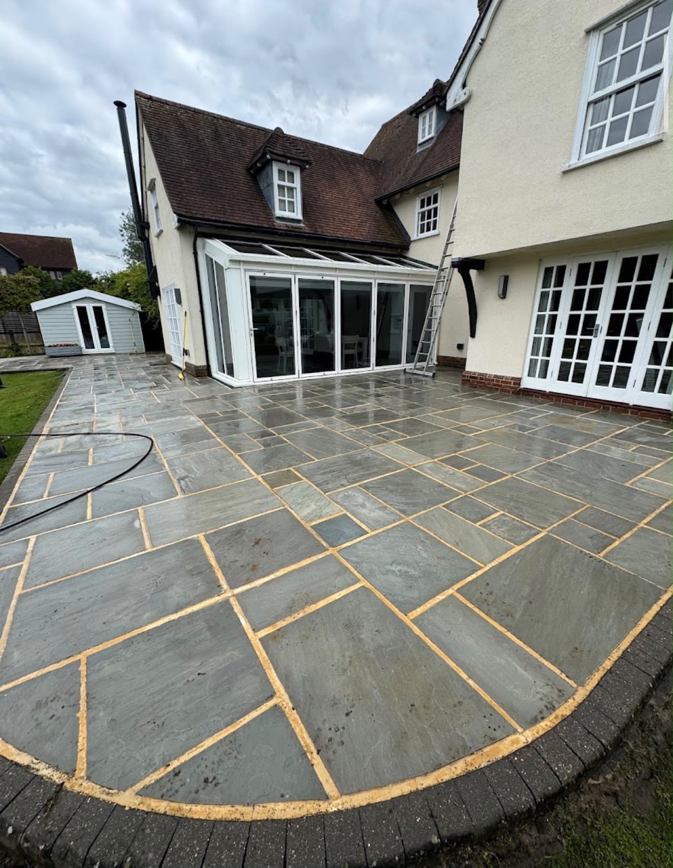 Brick path after exterior cleaning